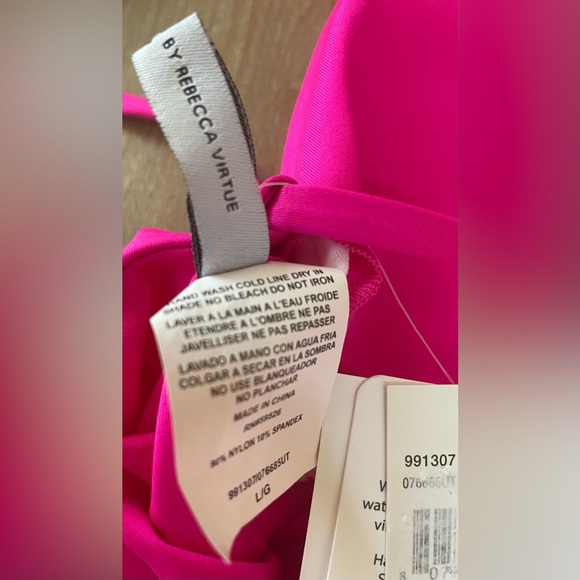 NWT Becca by Rebecca Virtue Pink Asymmetrical One-Piece Swimsuit L48555; L - Picture 6 of 7